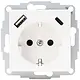Kopp 297213002 wandcontactdoos randaarde USB-A en USB-C met verhoogde aanraakbeveiliging HK07 Athenis arctic wit glans