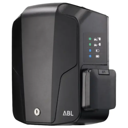 ABL eMobility 1W1121 eMH1 wallbox 11kW 16A 3-fase laadpaal met geintegreerde aardlekschakelaar en type 2 laadstopcontact IP54 zwart