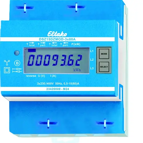 Eltako DSZ15DZMOD-3x80A MID kWh-meter 3-fase 3x80A DIN-rail MID/geijkt bidirectioneel afname levering IP20