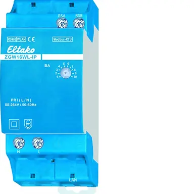Eltako ZGW16WL-IP Modbus kWh meter MQTT gateway via WiFi of LAN. MQTT en REST-API