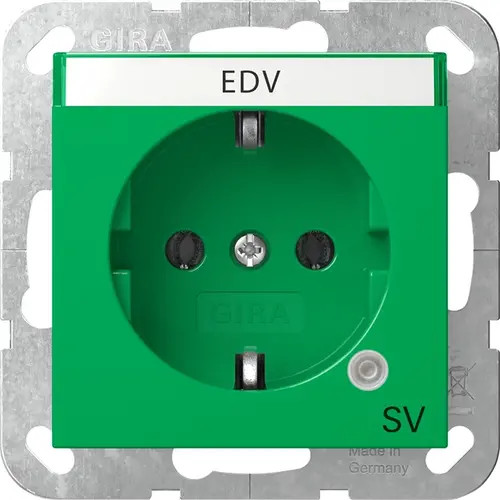 Gira 4452107 wandcontactdoos randaarde met controlelamp en tekstkader System 55 groen