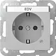 Gira 4452015 wandcontactdoos randaarde met controlelamp en tekstkader System 55 grijs mat