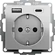 Gira 2459600 wandcontactdoos randaarde USB-A en USB-C met verhoogde aanraakbeveiliging Systeem edelstaal