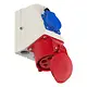 PCE 9225-6V combinatie wandcontactdoos CEE 5-polig 32A 400V rood 6h en 230V blauwe wcd 10A IP44