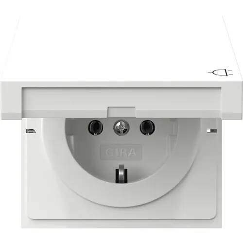 Gira 445470 wandcontactdoos randaarde met klapdeksel F100 wit glans