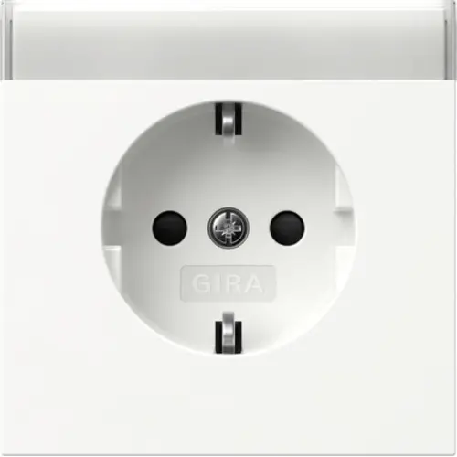 Gira 446270 wandcontactdoos randaarde met tekstkader en verhoogde aanraakbeveiliging F100 wit glans