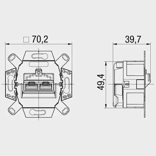 Rutenbeck 136104070 universele RJ45 data wandcontactdoos modular jack 2-voudig inbouw CAT6A