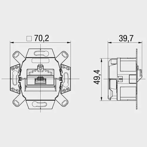 Rutenbeck 136104030 universele RJ45 data wandcontactdoos modular jack enkelvoudig inbouw CAT6A