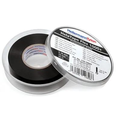 Hellermann HTAPE-FLEX1000+ C 19x20-PVC-BK all-weather zelfklevende isolatietape PVC 19 mm x 20 meter zwart