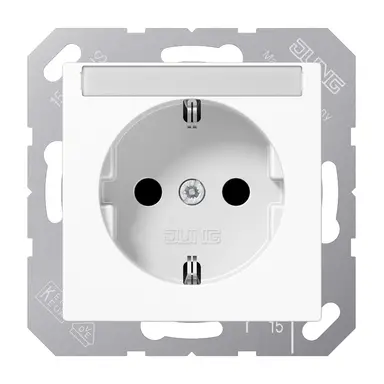 JUNG A 1520 NBFNA WW wandcontactdoos randaarde met tekstvenster A-range alpine wit