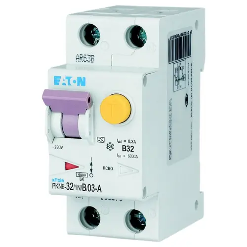 Eaton PKN6-32/1N/B/03-A-MW aardlekautomaat 32A 1p B-kar
