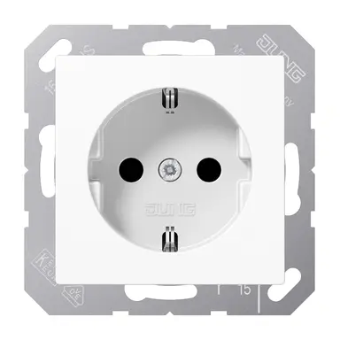 JUNG A 1521 NBF WW wandcontactdoos randaarde met schroefklemmen A-range alpine wit