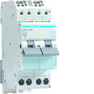 Hager VKS03SF fornuisgroep 2x1p+N 16A B-karakteristiek 6kA uitbreidingsset