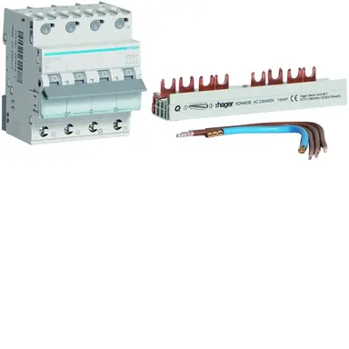 Hager VKS05SK installatieautomaat 3p+N 16A B-karakteristiek uitbreidingsset achter ALS