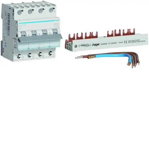 Hager VKS05SK installatieautomaat 3p+N 16A B-karakteristiek uitbreidingsset achter ALS