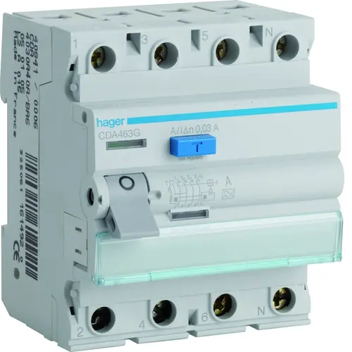 Hager CDA463G aardlekschakelaar 63A 4-polig 30mA Klasse-A