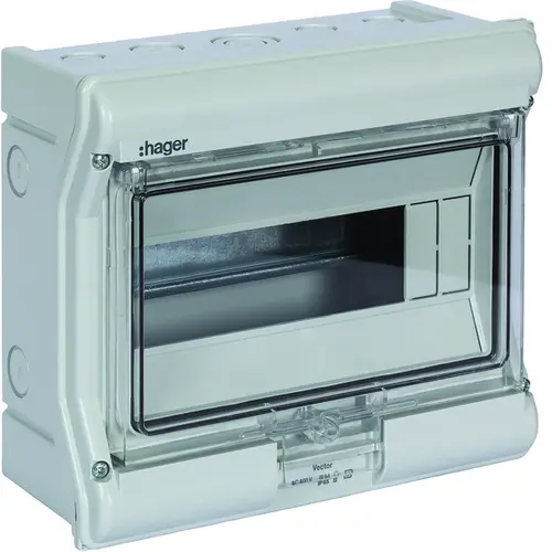 Hager VE110F opbouwverdeler Vector 237x210x114mm 1-rij 10-modulen IP65
