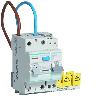 Hager VKS01COMBI combinatie 1x aardlekschak.40A 2P 30mA + 1x installatieautom. 16A B-karakteristiek