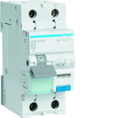 Hager VKS02SA aardlekautomaat 16A 1p+N 30mA B-karakteristiek 6kA uitbreidingsset