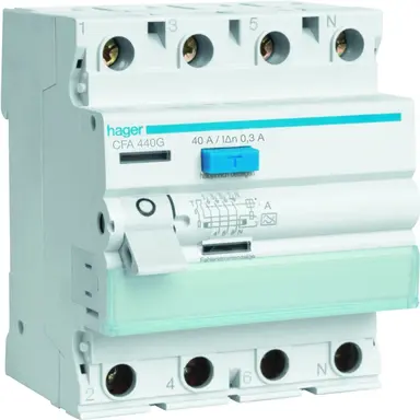 Hager CFA440G aardlekschakelaar 40A 4-polig 300mA Klasse A