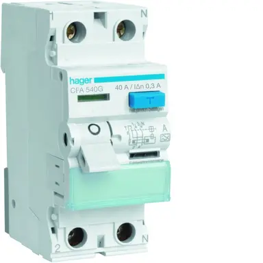 Hager CFA540G aardlekschakelaar 40A 2-polig 300mA Klasse A