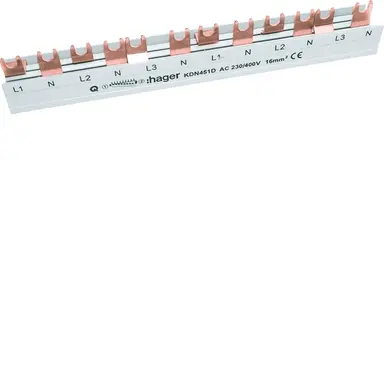 Hager KDN451D kamrail vork 3x P+N 80A 16mm2 12-modulen