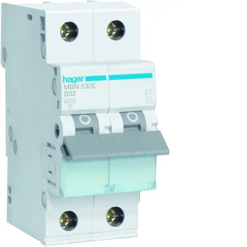 Hager MBN532E installatieautomaat 1p+N 32A B-karakteristiek 6kA