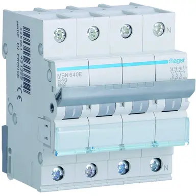 Hager MBN640E installatieautomaat 3p+N 40A B-karakteristiek 6kA