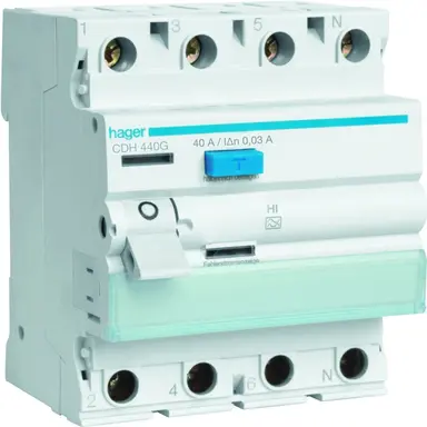 Hager CDH440G Aardlekschakelaar 40A 4P kl.A