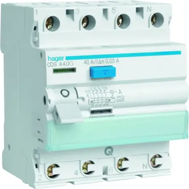 Hager CDS440G Aardlekschakelaar 40A 4P kl.A