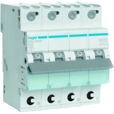 Hager MBS625E Installatieautomaat B-kar 3P 4