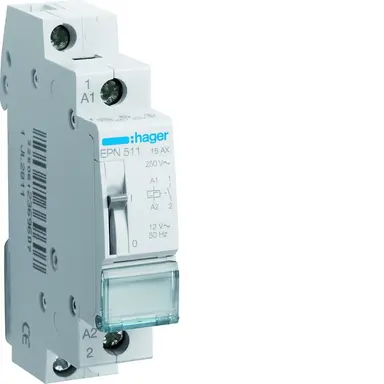 Hager EPN511 impulsrelais 1x maakcontact 16A 12VAC