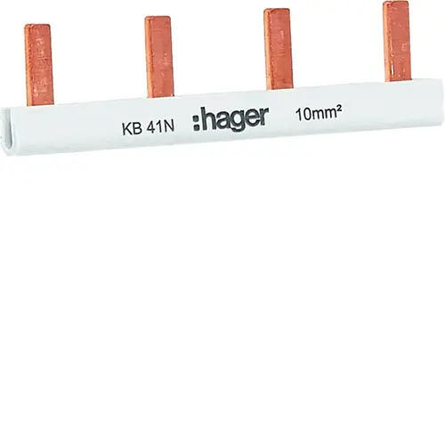 Hager KB41N kamrail geisoleerd 1polig 4 modulen 40A 10mm2