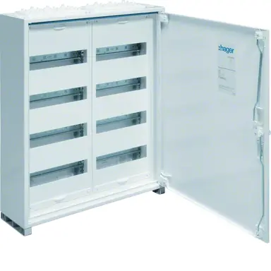 Hager FWQ42P opbouwverdeler leeg 96-modulen 650x550mm 4 rijen van 24 modulen wit