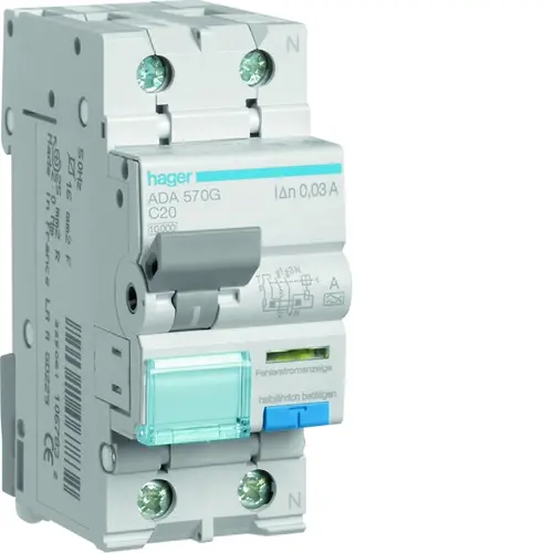 Hager ADA570G Aardlekautomaat 20A 1p C-kar
