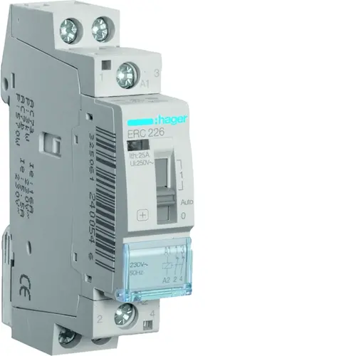 Hager ERC226 magneetschakelaar 25A 230V 2-verbreekcontacten handbediening