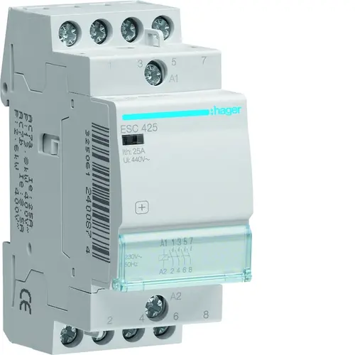 Hager ESC425 magneetschakelaar 25A 4x maakcontact 230V AC 50hz