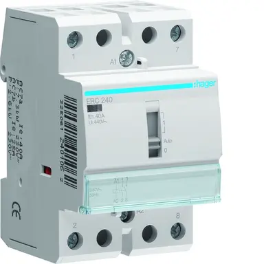 Hager ERC240 magneetschakelaar 40A 2xmaakcontact 230V AC 50Hz met handbediening