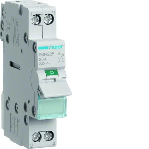 Hager SBN225 lastscheider modulair 2-polig 25A 230V grijze tuimel
