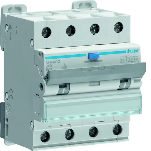 Hager AFM440G aardlekautomaat 40A 4-polig 300mA B-karakteristiek 6kA Klasse-A