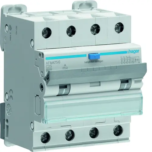 Hager AFM475G aardlekautomaat 25A 4-polig 300mA C-karakteristiek 6kA Klasse-A