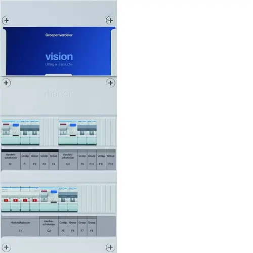 Hager VKG222L Vision groepenkast 3 fase 6 groepen 3 aardlekschakelaars en hoofdschakelaar