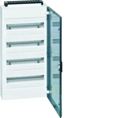 Hager VB418P Vega leeg 72-modulen 400x775mm 4 rijen van 18 modulen wit met transparante deur