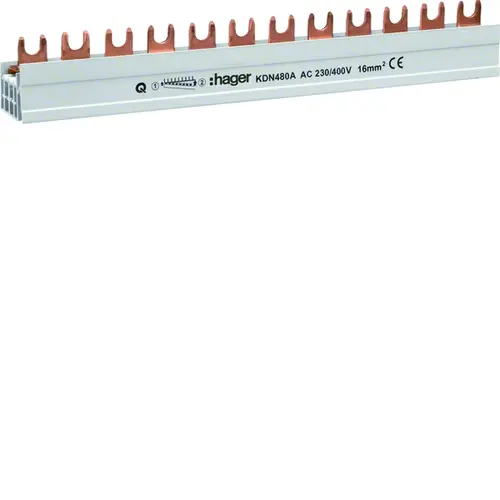 Hager KDN480A kamrail vork 4-polig 80A 16mm2 12-modulen