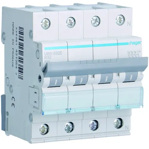 Hager MBN632E installatieautomaat 3p+N 32A B-karakteristiek 6kA