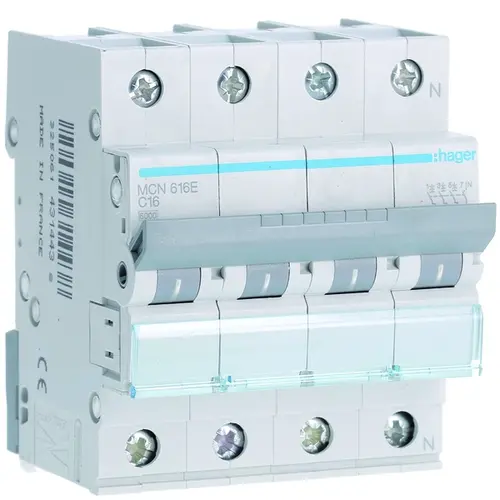 Hager MCN616E installatieautomaat 3p+N 16A C-karakteristiek 6kA