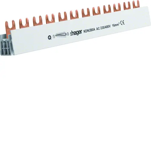 Hager KDN280A kamrail 2-polig vork 80A 16mm2 12-modulen