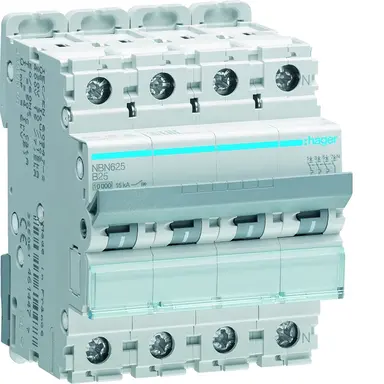 Hager NBN625 Installatieautomaat B-kar 4P 4