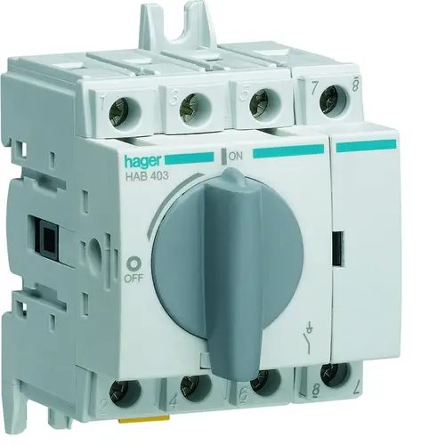 Hager HAB403 lastscheider 4-polig 32A 415VAC modulair M1