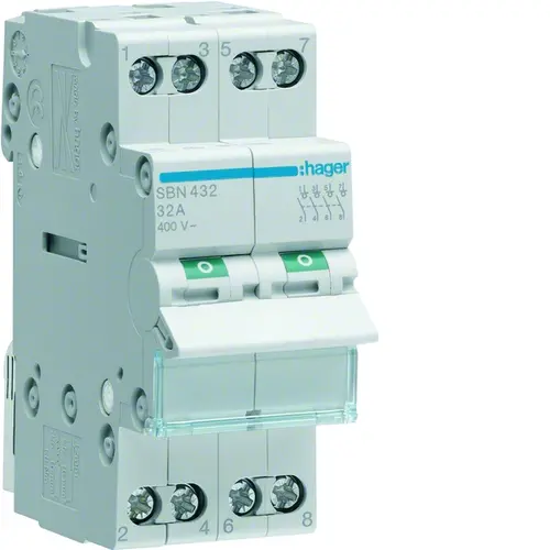 Hager SBN432 lastscheider Modulair 4-polig 32A 400V grijze tuimel